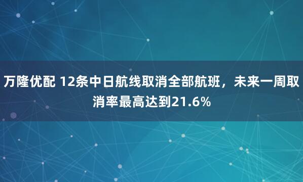 万隆优配 12条中日航线取消全部航班，未来一周取消率最高达到21.6%
